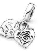 Pandora Sterling Silver Rose Heart Padlock Dangle Charm