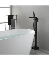 Simplie Fun Waterfall Freestanding Single Handle Floor Mounted Clawfoot Tub Faucet With Handshower