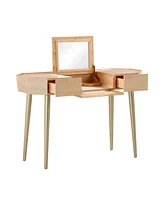 Tov Furniture 1 Piece Maple with Folding Mirror Vanity Desk