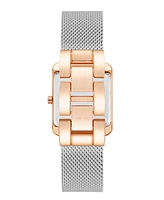 Nine West Women's Quartz Rectangular Silver-Tone Stainless Steel Mesh Band Watch, 29mm