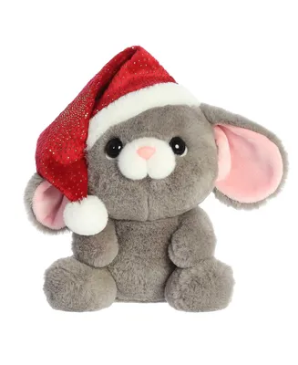 Aurora Medium Oversized Santa Hats Merry Mouse Holiday Festive Plush Toy Gray 8.5"