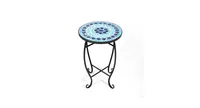 14 Inch Mosaic Round Side Table Plant Stand for Patio Lawn Garden