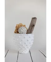 9.75"H Textured Terracotta Planter with Pointed Polka Dot Design Hold