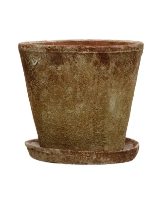 Cement Planter with Saucer, Set of 2 H