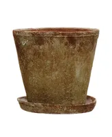 Cement Planter with Saucer, Set of 2 H