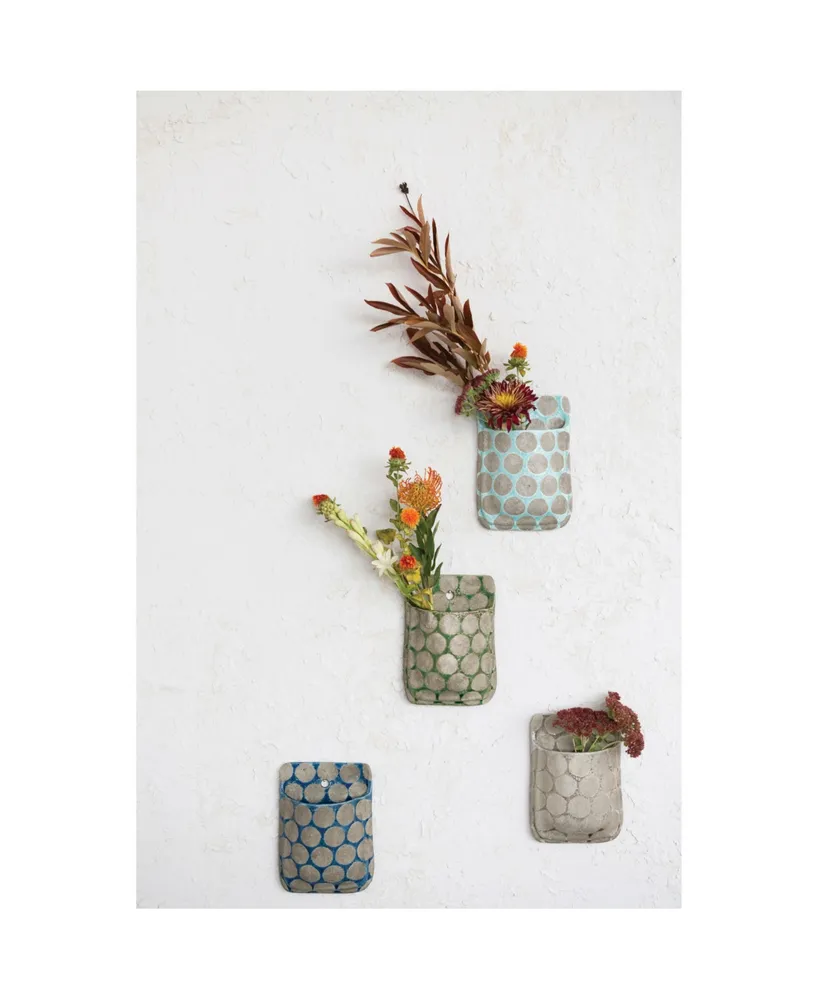 Terra-Cotta Wall Planter with Wax Relief Dots, Set of 4 Colors