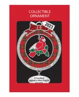 Ganz Sentiment Ornament Cardinal 'A Cardinal Appears When Angels Are Near' with Dated 2023 Charm - Green, Red, Silver