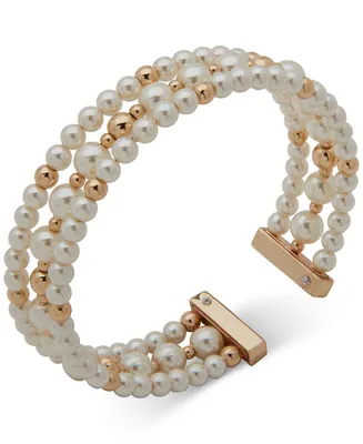 Anne Klein Gold-Tone Imitation Pearl Beaded Cuff Bracelet