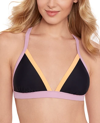 Salt + Cove Juniors' Contrast-Trim Triangle Bikini Top, Created for Macy's