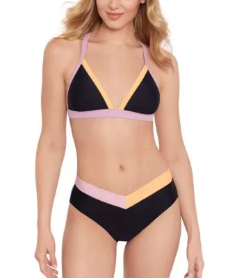 Salt Cove Juniors Contrast Trim Triangle Bikini Top Contrast Bikini Bottoms Created For Macys