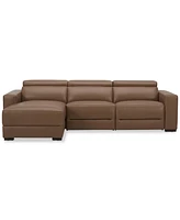 Nevio 115" 3-Pc. Leather Sectional with 1 Power Recliner, Headrests and Chaise, Created For Macy's