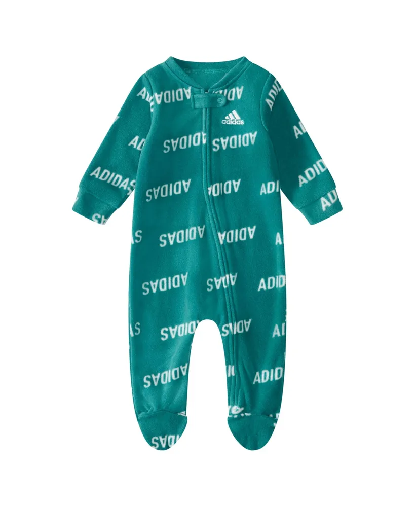 adidas Baby Boys Long Sleeve Printed Microfleece Footed Coverall