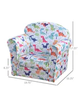 Qaba Kid's Sofa Chair with Dinosaur Design and Thick Padding, Flannel-Covered Toddler Armchair for Bedroom, Playroom