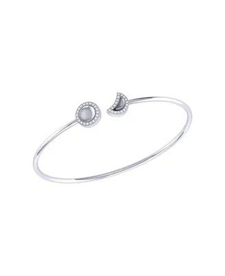 LuvMyJewelry Moon Phases Design Sterling Silver Diamond Adjustable Women Cuff