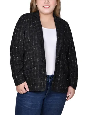 Ny Collection Plus Size Long Sleeve Tweed Jacket