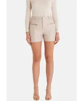 Furniq Uk Women's Leather Shorts, Beige