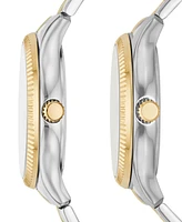 Fossil His and Hers Multifunction Two-Tone Stainless Steel Watch Set, 42mm 36mm