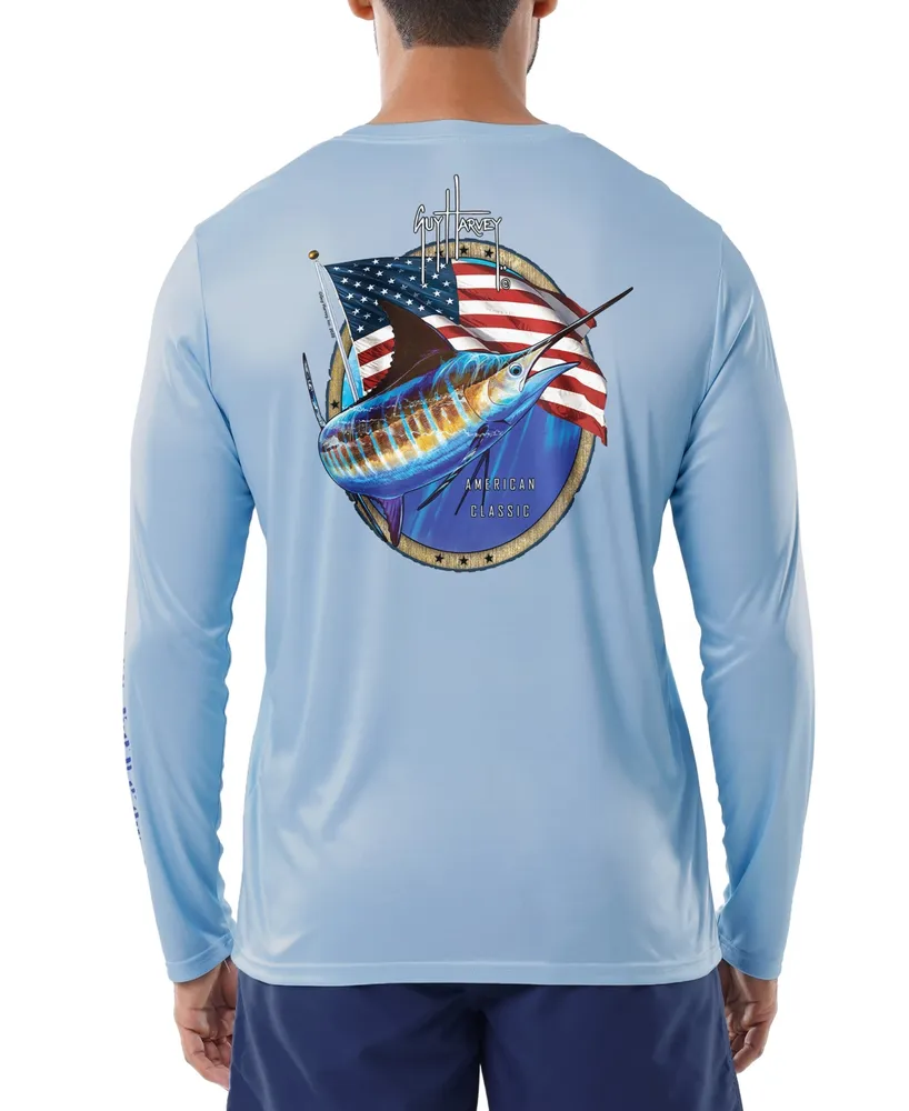 Guy Harvey Men's American Classic Logo Graphic Long-Sleeve Sun Protection T-Shirt