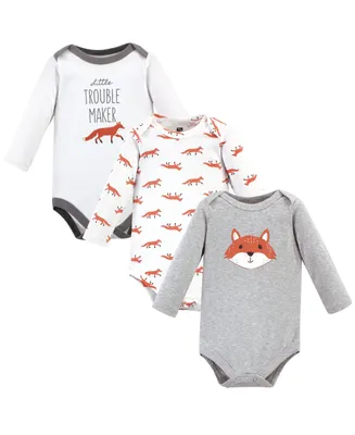Hudson Baby Infant Boy Cotton Long-Sleeve Bodysuits, Little Fox, 3-Pack