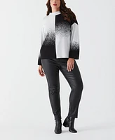 Ella Rafaella Plus Size Ombre Mock Neck Long Sleeve Sweater