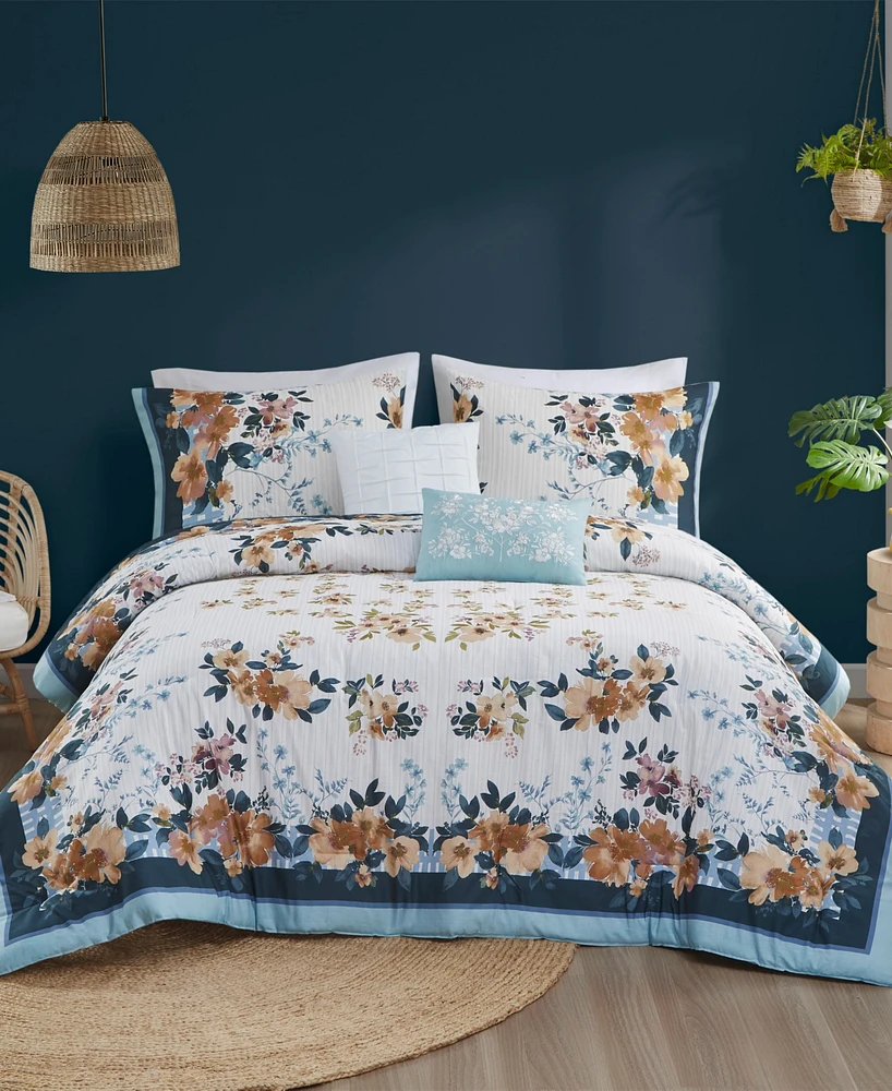 Madison Park Jules Cotton Floral 5-Pc. Comforter Set, King/California King