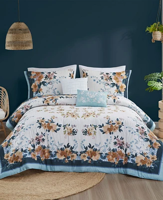 Madison Park Jules Cotton Floral 5-Pc. Comforter Set, King/California King
