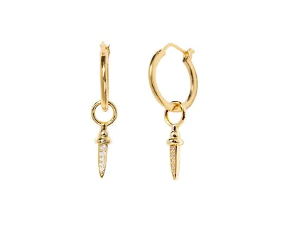 Women's 14K Gold Plated Earrings Dagger Hoops