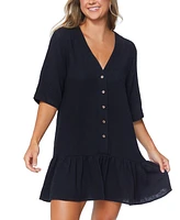 Raisins Juniors' Sol Cotton Button-Up Cover-Up Dress