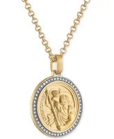 Esquire Men's Jewelry Diamond St. Christopher Medallion 22" Pendant Necklace (1/4 ct. t.w.) in 18k Gold-Plated Sterling Silver, Created for Macy's