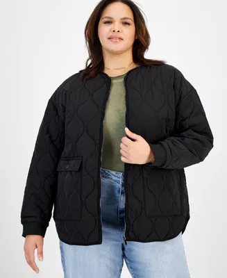 And Now This Plus Reversible Collarless Quilted Jacket