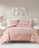 Intelligent Design Naomi Metallic Print Faux Fur Piece Comforter Set