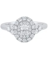 Diamond Oval Double Halo Engagement Ring (1 ct. t.w.) in 14k White Gold