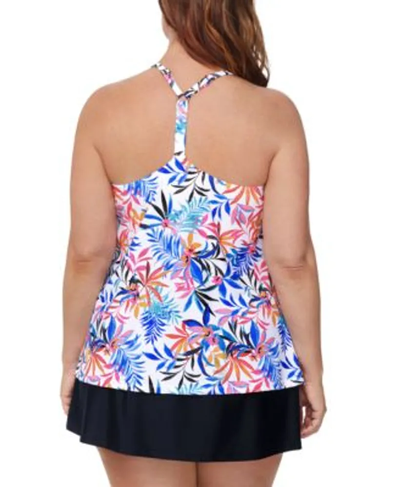 Island Escape Plus Size Tropical Print Tankini Top Swim Skirt Created For Macys