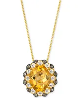 Le Vian Cinnamon Citrine (3-1/4 ct. t.w.) & Diamond (3/8 ct. t.w.) Halo Adjustable 20" Pendant Necklace in 14k Gold