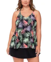 Island Escape Plus Size Printed Racerback Tankini Top Swim Skirt Created For Macys