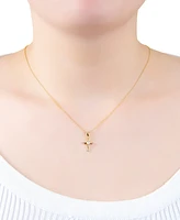 Giani Bernini Simulated Opal (3/8 ct. t.w.) & Cubic Zirconia Cross 18" Pendant Necklace in 18k Gold-Plated Sterling Silver, Created for Macy's