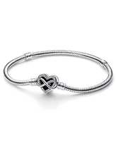 Pandora Moments Cubic Zirconia Sparkling Infinity Heart Clasp Snake Chain Bracelet