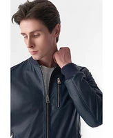 Furniq Uk Men's Genuine Leather Bomber Jacket