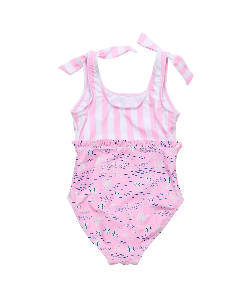 Toddler, Child Girl Pink Sea Shoulder Tie Swimsuit