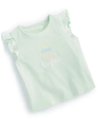 First Impressions Baby Girls Hello Flutter-Sleeve Graphic T-Shirt, Created for Macy's