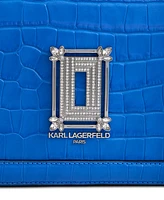 Karl Lagerfeld Paris Simone Flap Croc Leather Crossbody