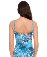 Lauren Ralph Women's Printed Ruched Tankini Top