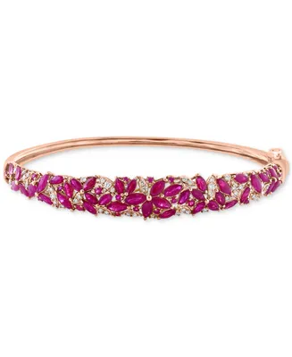 Effy Ruby (4-7/8 ct. t.w.) & Diamond (1/3 ct. t.w.) Cluster Bangle Bracelet in 14k Rose Gold