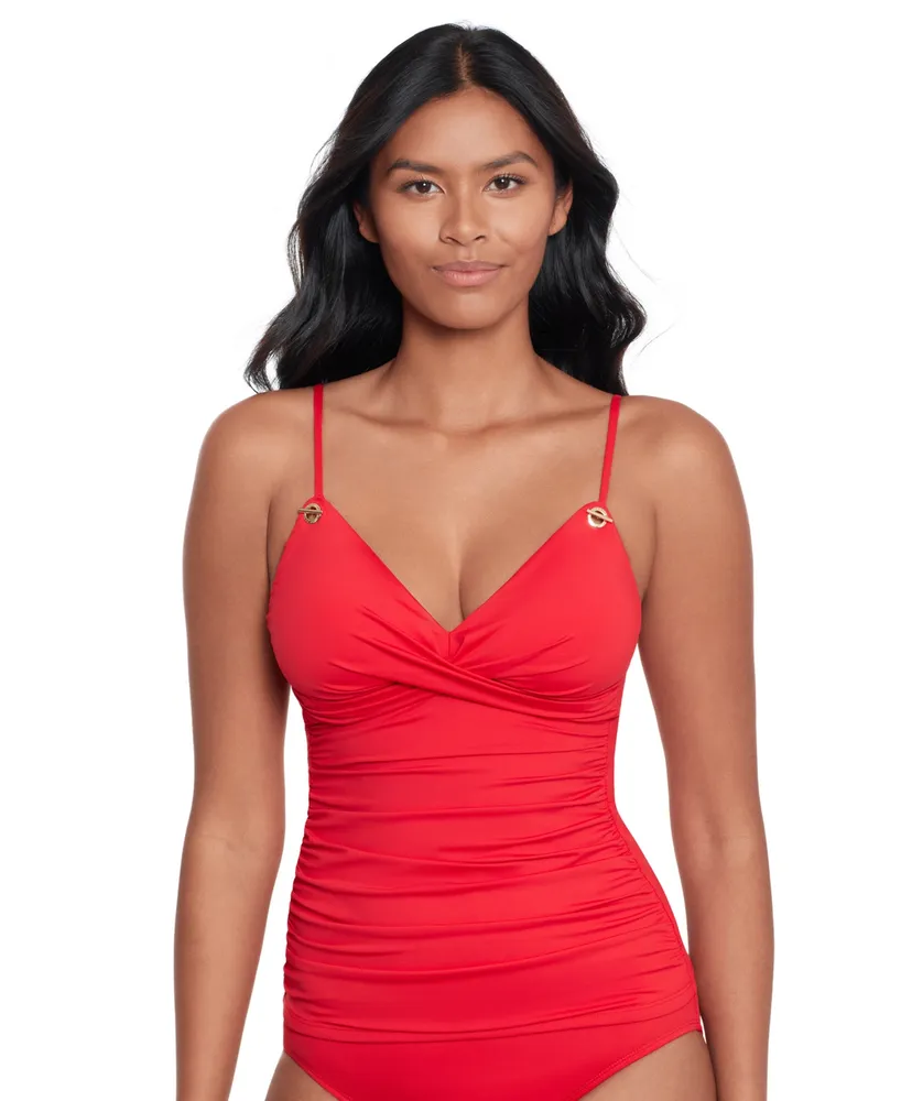 Lauren Ralph Women's Toggle-Trim Tankini Top