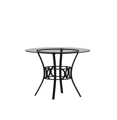 42" Round Glass Dining Table With Metal Frame