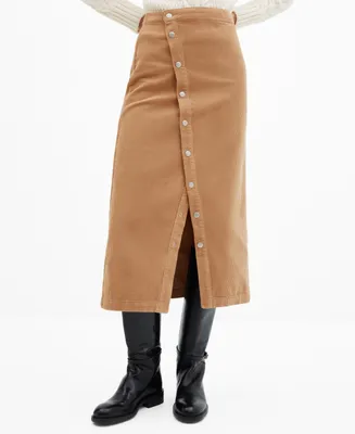 Mango Women's Buttoned Corduroy Skirt