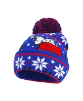 Peanuts Men's Blue Beanie Red House With Snoopy