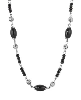 2028 Acrylic Black Bead Necklace