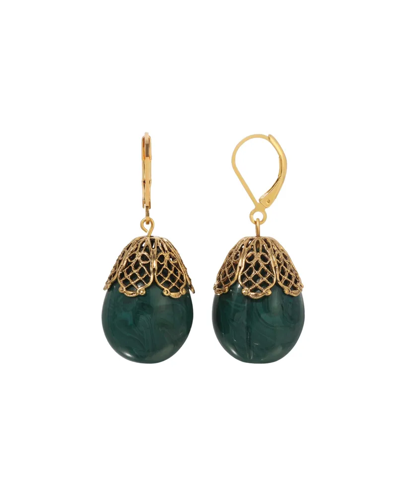 2028 Acrylic Oval Filigree Drop Earrings