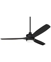 52" Windspun Modern 3 Blade Ceiling Fan with Dimmable Led Light Remote Control Matte Black Solid Wood for Living Room Kitchen House Bedroom Family Din